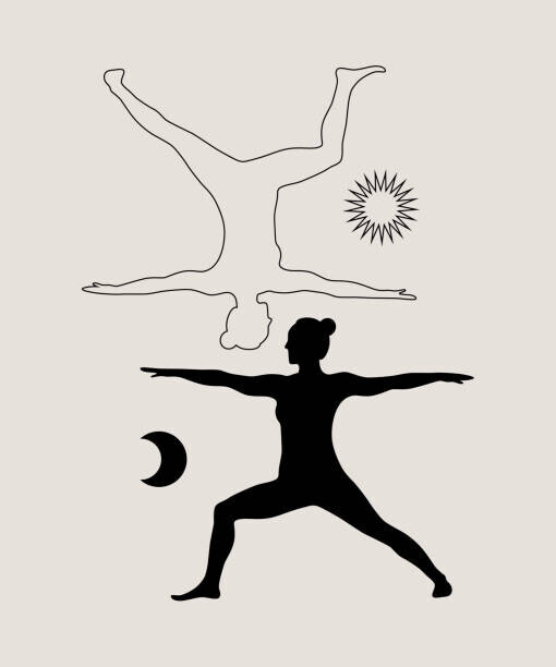 Alina Beketova Plakát, Obraz - Woman doing yoga abstract poster. Monochrome, Alina Beketova, 33.3 × 40 cm