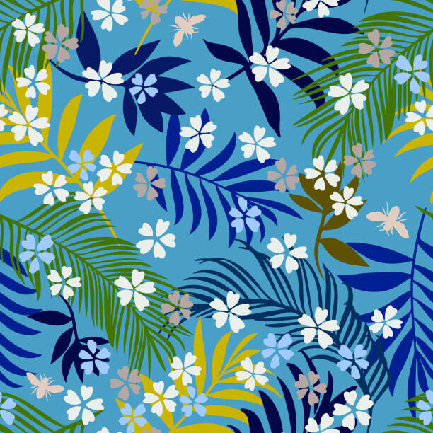 Galina Kamenskaya Plakát, Obraz - Botanical seamless pattern. Exotic twigs, sprigs,, Galina Kamenskaya, 40 × 40 cm