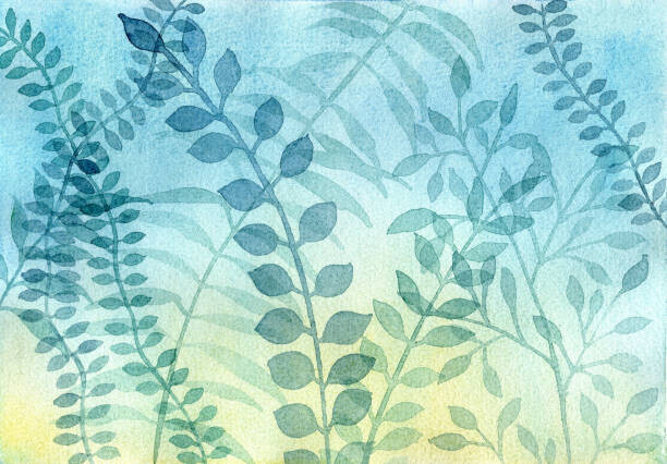 Yifei Fang Plakát, Obraz - Watercolor leaves and branches, Yifei Fang, 40 × 26.7 cm