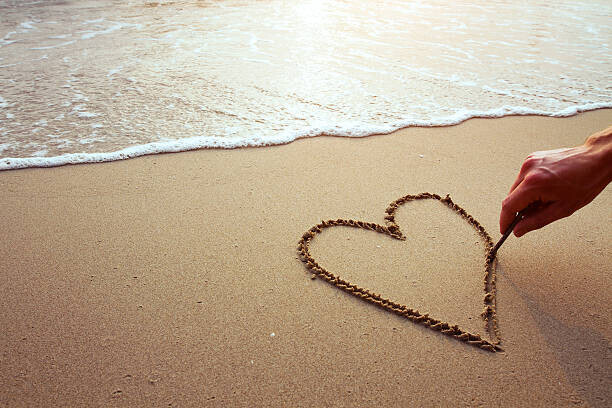 anyaberkut Plakát, Obraz - heart on the beach, anyaberkut, 40 × 26.7 cm