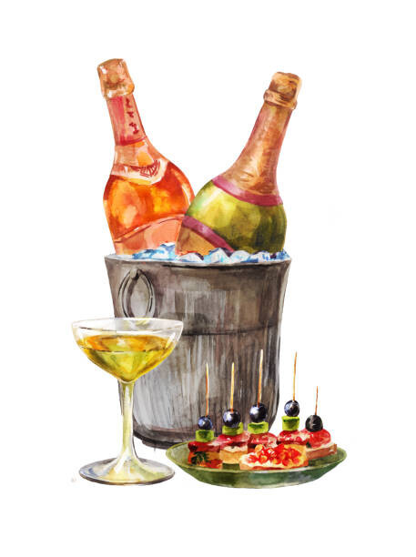 CharactersForYour Plakát, Obraz - Watercolor illustration for invitation degustation or, CharactersForYour, 30 × 40 cm