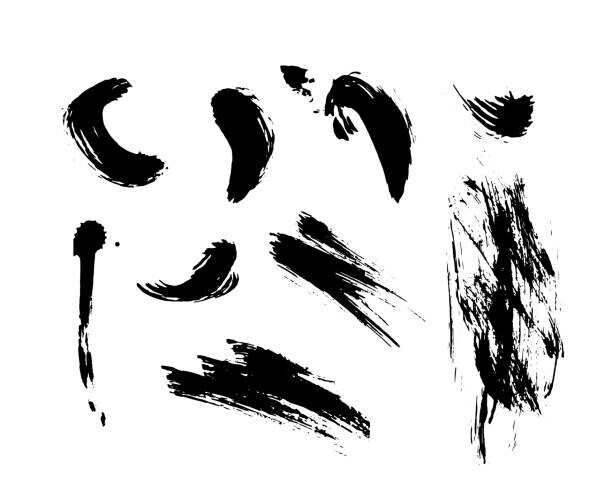 Radionastya Plakát, Obraz - Set of hand drawn ink textures and brush strokes., Radionastya, 40 × 32.7 cm