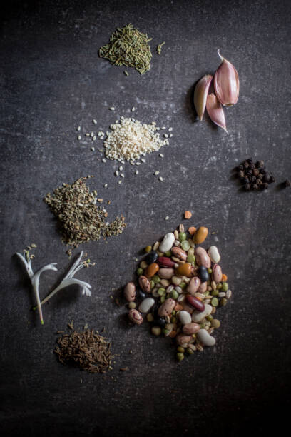 fotostorm Plakát, Obraz - Vegetables and spices - knolling, fotostorm, 26.7 × 40 cm