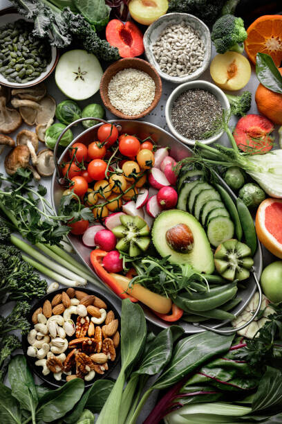 Florentin Catargiu / 500px Plakát, Obraz - Fresh vegetables with mixed nuts flat, Florentin Catargiu / 500px, 26.7 × 40 cm