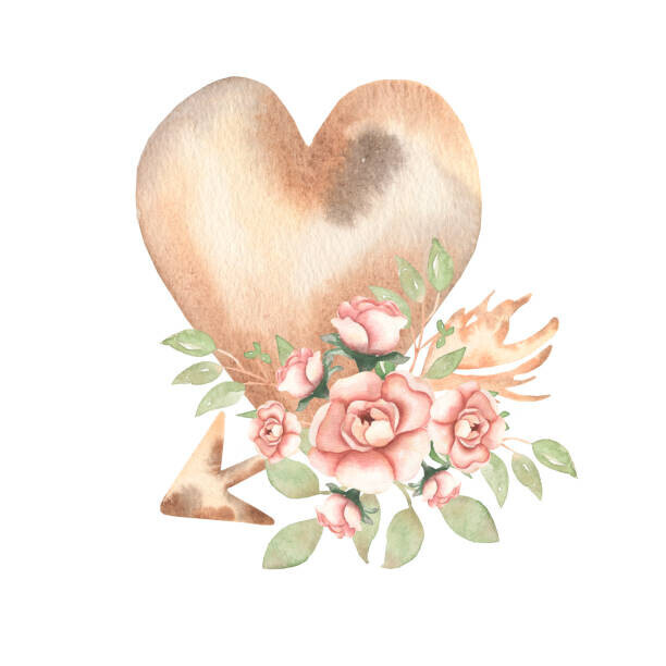 Mayia Aynazarova Plakát, Obraz - Hand drawn isolated neutral color heart, Mayia Aynazarova, 40 × 40 cm