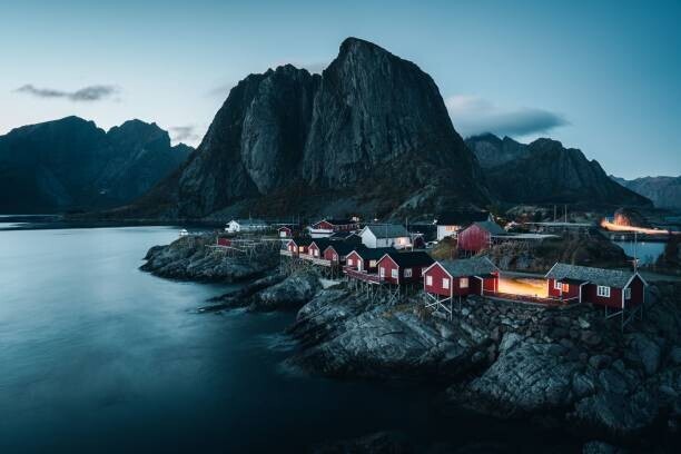Wirestock Plakát, Obraz - Twilight sky over Lofoten island in, Wirestock, 40 × 26.7 cm