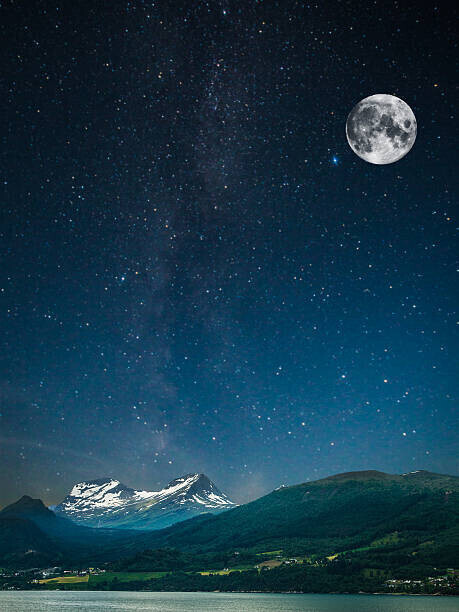 Lindrik Plakát, Obraz - stars shine in the sky over the fjords, Lindrik, 30 × 40 cm