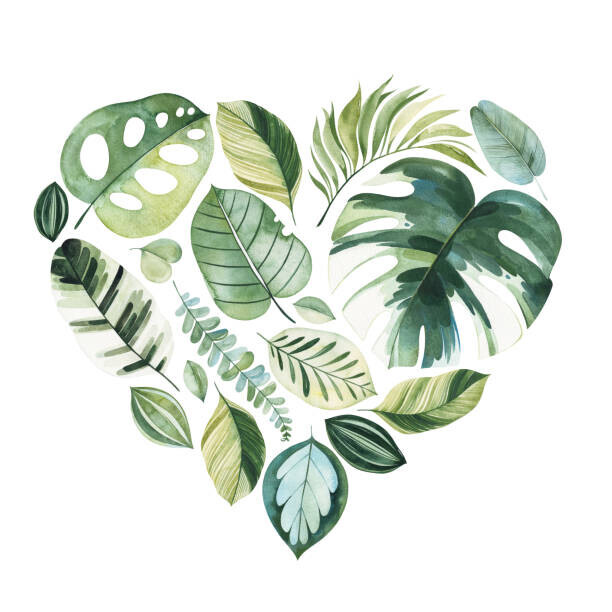 Ekaterina Skorik Plakát, Obraz - Handpainted illustration with colorful tropical leaves., Ekaterina Skorik, 40 × 40 cm