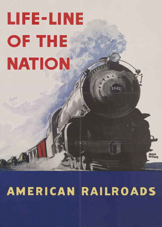 Vintage Travel Poster Plakát, Obraz - American Railroads, Vintage Travel Poster, 30 × 40 cm