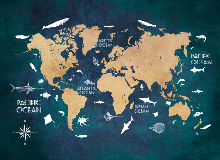 Justyna Jaszke Plakát, Obraz - World map 3, Justyna Jaszke, 40 × 30 cm