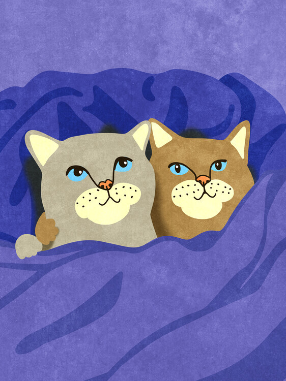Raissa Oltmanns Plakát, Obraz - Cats in Bed, Raissa Oltmanns, 30 × 40 cm