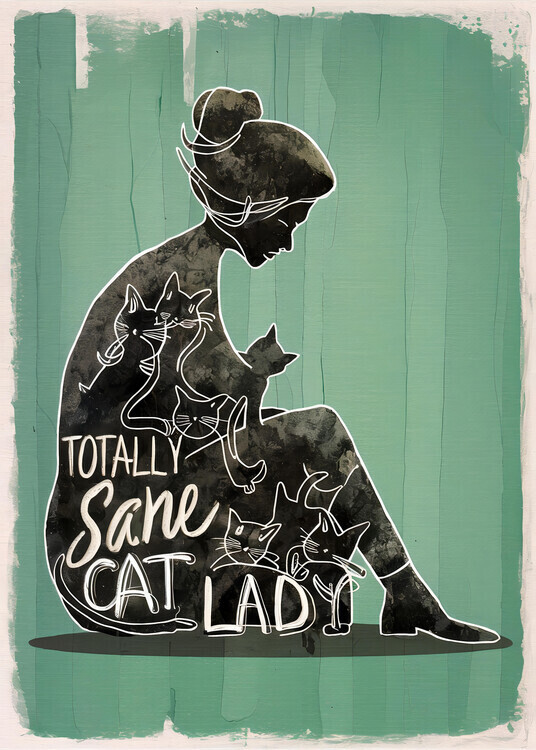Andreas Magnusson Plakát, Obraz - Totally Sane Cat Lady, Andreas Magnusson, 30 × 40 cm