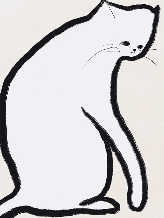 Little Dean Plakát, Obraz - White cat, Little Dean, 30 × 40 cm