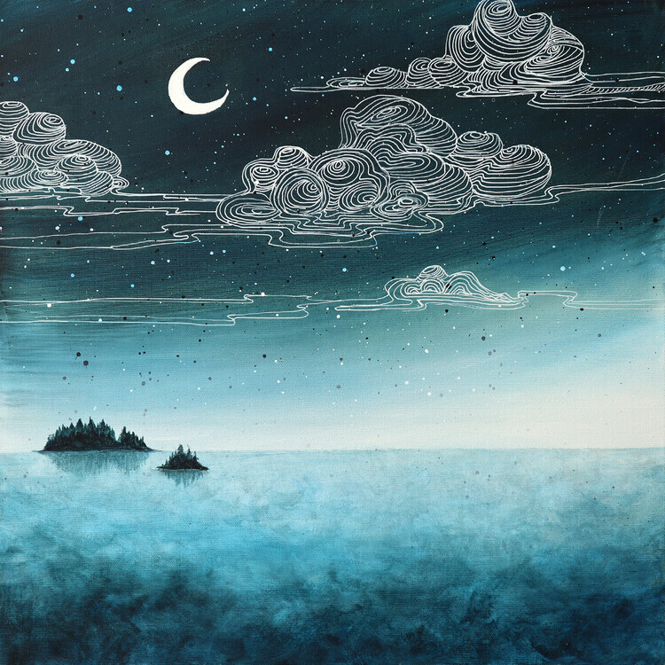 Ania Witwitzka Plakát, Obraz - Night sea, Ania Witwitzka, 40 × 40 cm