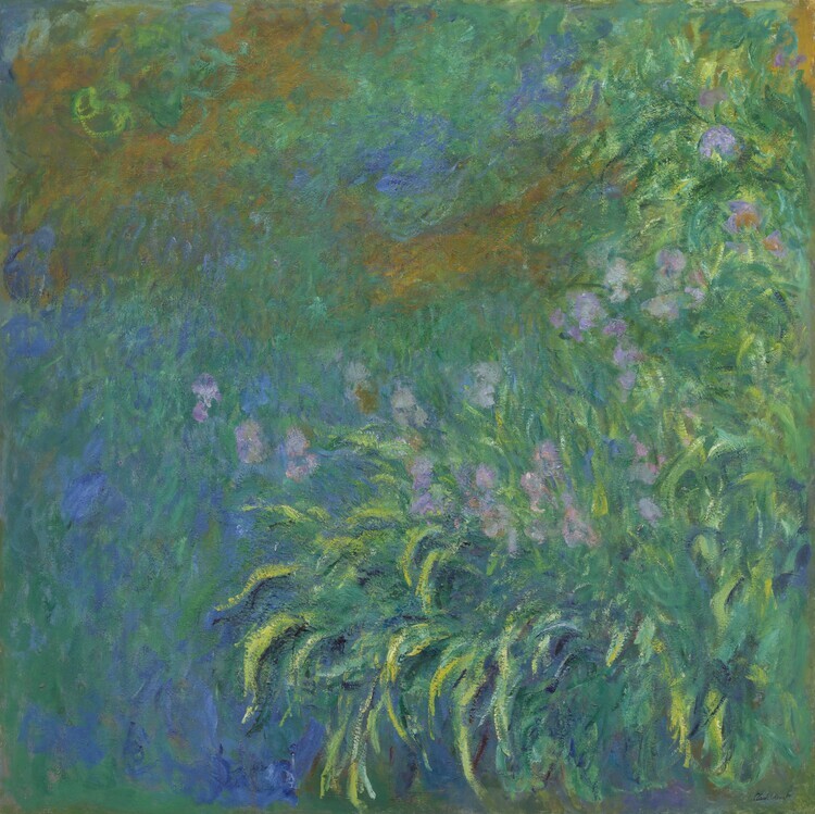 Claude Monet Plakát, Obraz - Irises, Claude Monet, 40 × 40 cm