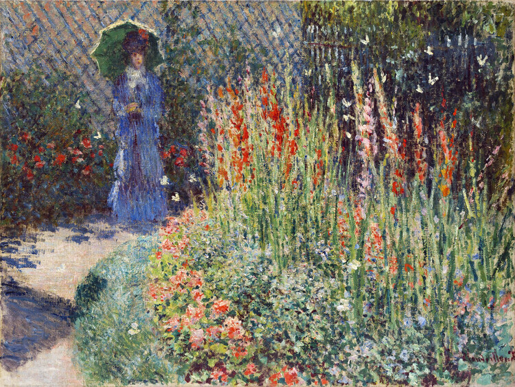 Claude Monet Plakát, Obraz - Rounded Flower Bed (1876), Claude Monet, 40 × 30 cm