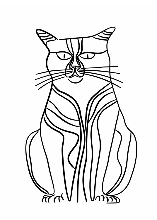Justyna Jaszke Plakát, Obraz - Line Cat, Justyna Jaszke, 30 × 40 cm
