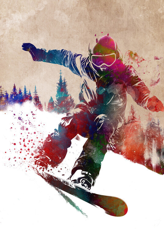 Justyna Jaszke Plakát, Obraz - Sport Snowboard art, Justyna Jaszke, 30 × 40 cm