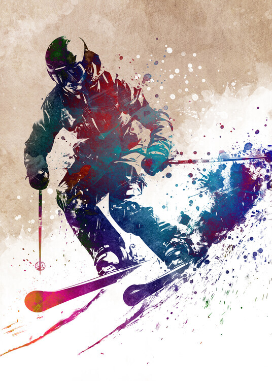 Justyna Jaszke Plakát, Obraz - Sport Skiing art, Justyna Jaszke, 30 × 40 cm