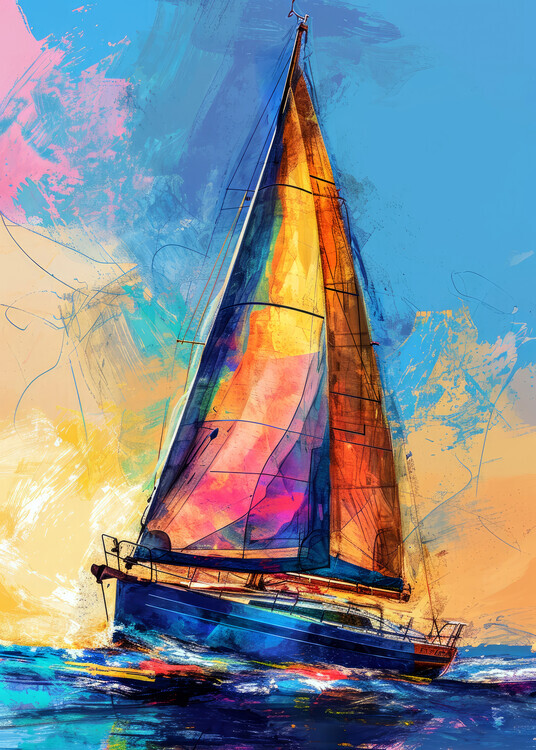 Justyna Jaszke Plakát, Obraz - Yacht racing sport, Justyna Jaszke, 30 × 40 cm