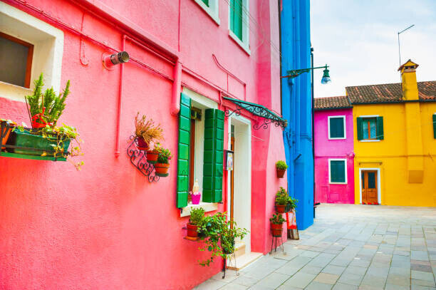 Olga_Gavrilova Plakát, Obraz - Colorful architecture in Burano island, Venice,, Olga_Gavrilova, 40 × 26.7 cm