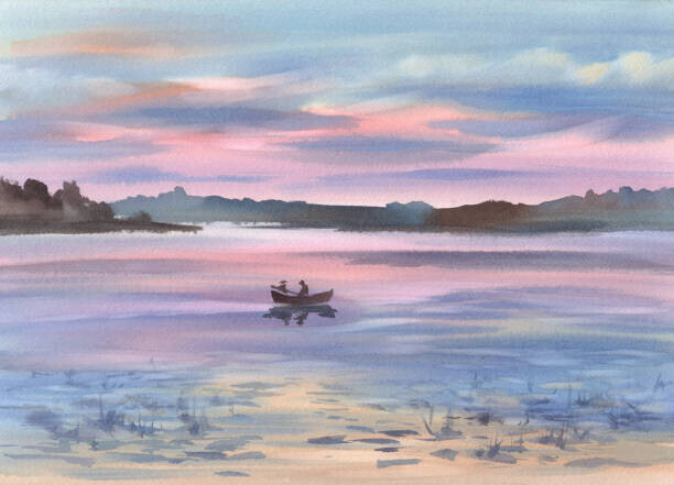 Eglelip Plakát, Obraz - A lake in the evening light, Eglelip, 40 × 30 cm