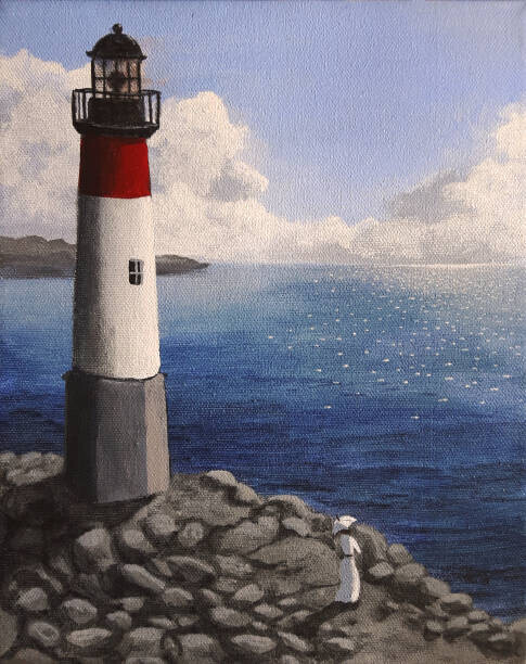Dave Rheaume Artist Plakát, Obraz - Lighthouse and Watcher, Dave Rheaume Artist, 30 × 40 cm