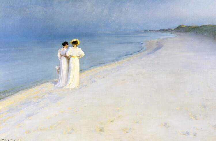 Peder Severin Krøyer Plakát, Obraz - Summer evening on Skagen's Beach (1893), Peder Severin Krøyer, 40 × 26.7 cm