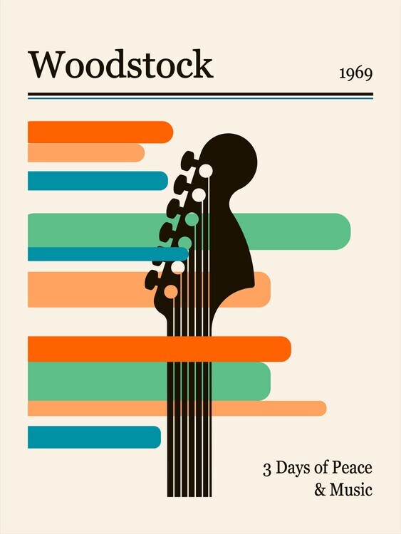 Retrodrome Plakát, Obraz - Woodstock Festival, Retrodrome, 30 × 40 cm