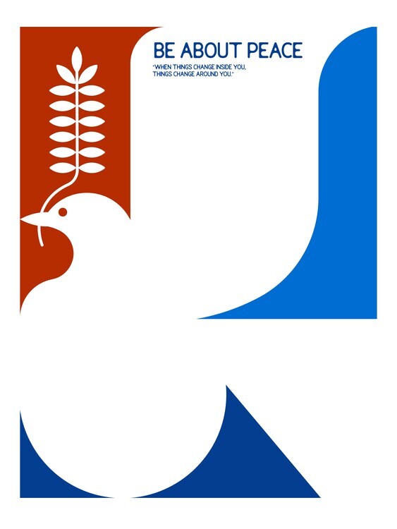 Retrodrome Plakát, Obraz - Be About Peace, Retrodrome, 30 × 40 cm