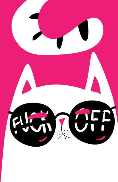 Marianna Pashchuk Plakát, Obraz - Black Cat with grumpy face. vector, Marianna Pashchuk, 26.7 × 40 cm