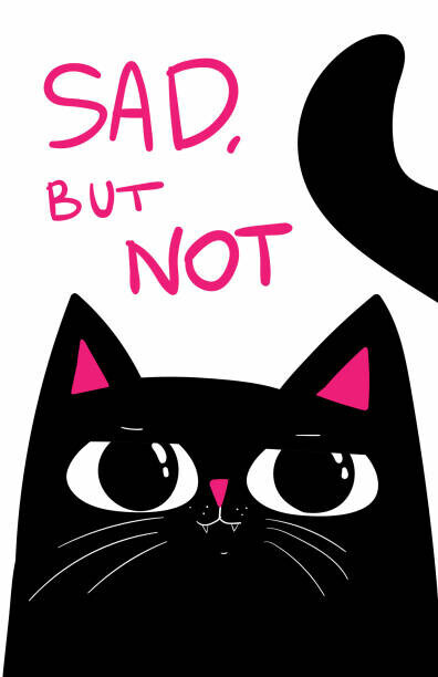 Marianna Pashchuk Plakát, Obraz - Black Cat with grumpy face. saying, Marianna Pashchuk, 26.7 × 40 cm