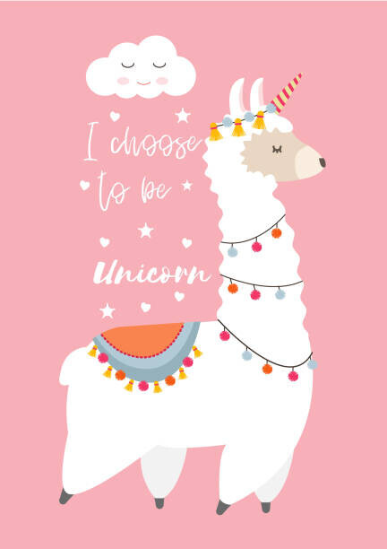 undefined undefined Plakát, Obraz - Cute Llama Alpaca with unicorn horn,, undefined undefined, 26.7 × 40 cm