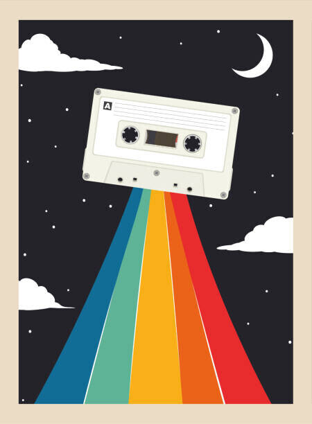 martinwimmer Plakát, Obraz - retro party poster with cassette tape, martinwimmer, 30 × 40 cm
