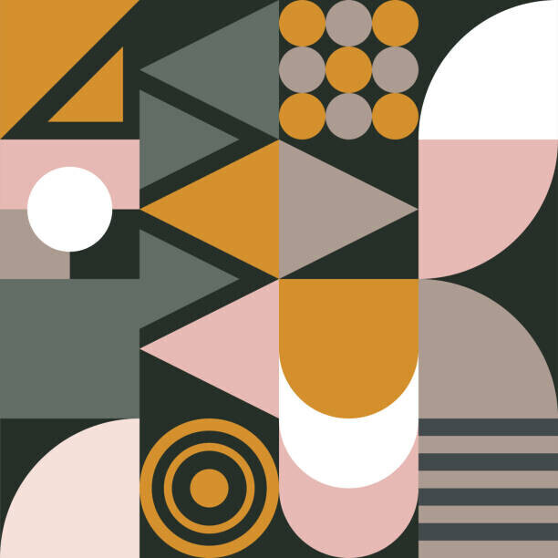 tomozina Plakát, Obraz - Bauhaus seamless pattern with geometric shapes, tomozina, 40 × 40 cm