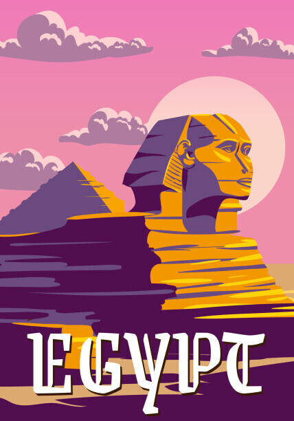 VectorUp Plakát, Obraz - Vintage Poster Ancient Sphinx, Egypt Pharaoh, VectorUp, 26.7 × 40 cm