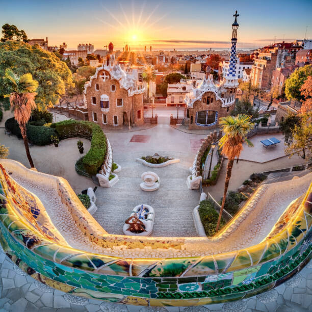 Eloi_Omella Plakát, Obraz - Park Guell at golden hour. Barcelona, Spain, Eloi_Omella, 40 × 40 cm