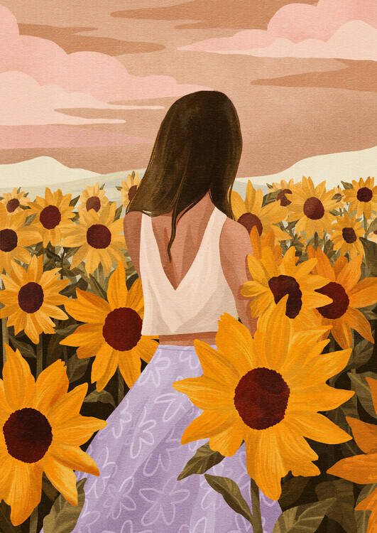 Goed Blauw Plakát, Obraz - Sunflower Evenings, Goed Blauw, 30 × 40 cm