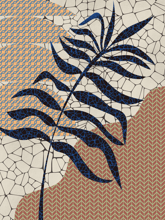 Little Dean Plakát, Obraz - Palm Leaf Mosaic Design, Little Dean, 30 × 40 cm