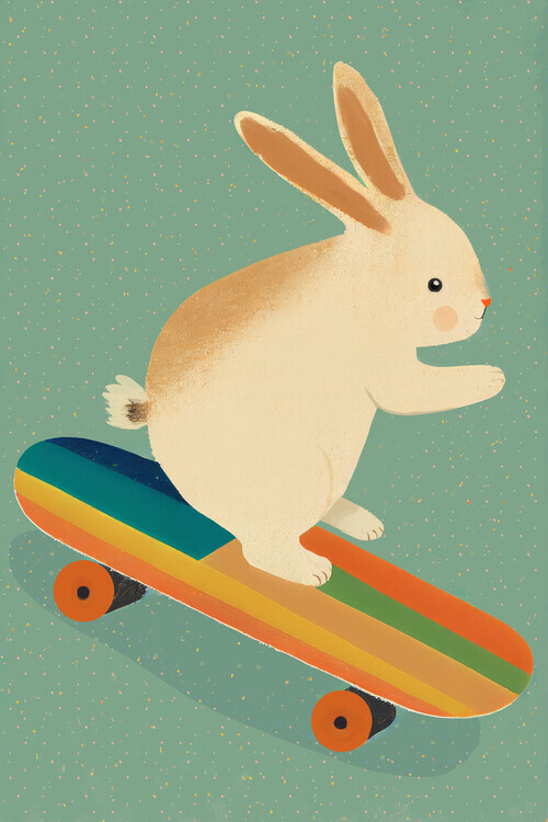 Treechild Plakát, Obraz - Bunny On Skateboard, Treechild, 26.7 × 40 cm