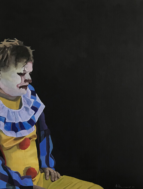 Borgenhag Holmqvist Plakát, Obraz - Somber Clown In A Dark Background, Borgenhag Holmqvist, 30 × 40 cm
