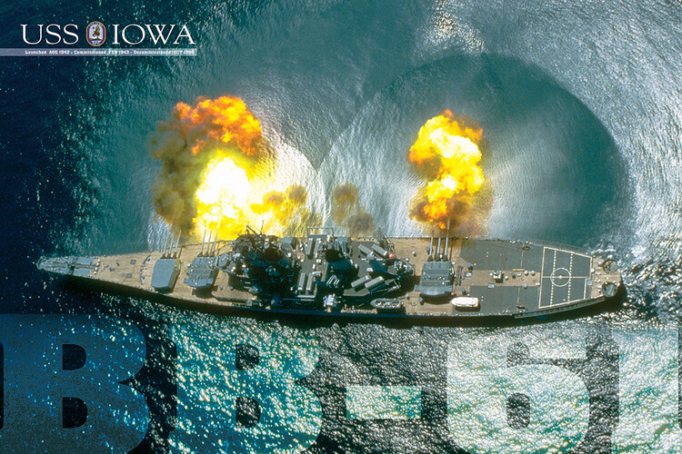 EUROGRAPHICS Plakát, Obraz - USS Iowa Guns firing, 91.5 × 61 cm
