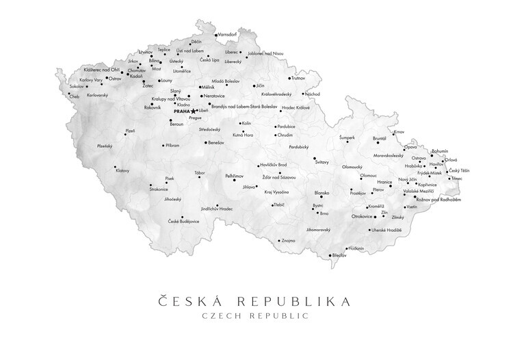 Blursbyai Plakát, Obraz - Map of the Czech Republic with provinces, Blursbyai, 40 × 26.7 cm