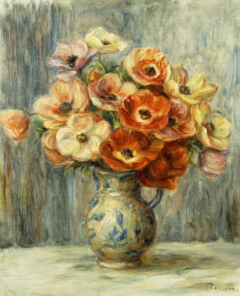 Renoir, Pierre Auguste Plakát, Obraz - Vase d'Anemones,, Renoir, Pierre Auguste, 30 × 40 cm