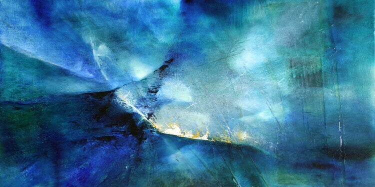 Annette Schmucker Plakát, Obraz - moody blue II, Annette Schmucker, 40 × 20 cm