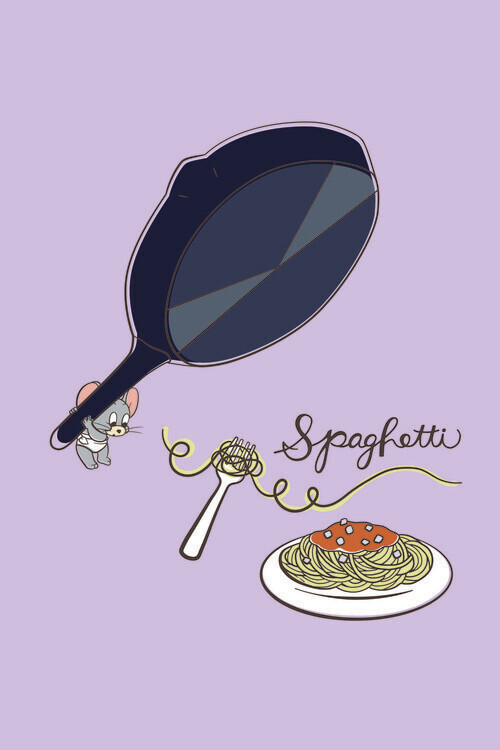 Europosters Plakát, Obraz - Tom and Jerry - Spaghetti, 26.7 × 40 cm