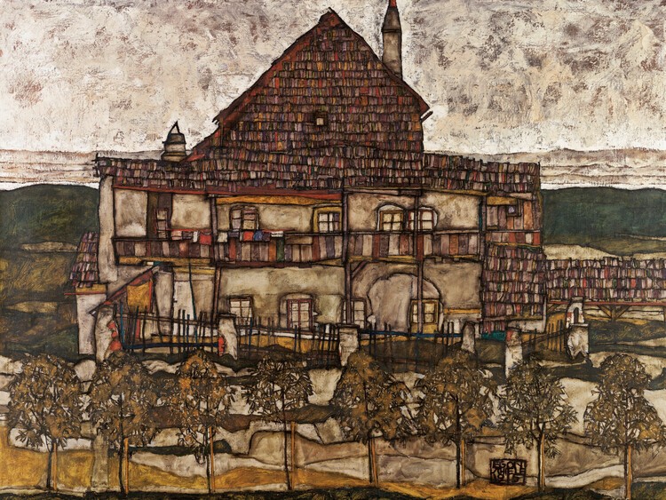 Egon Schiele Plakát, Obraz - The House with the Single Roof, Egon Schiele, 40 × 30 cm