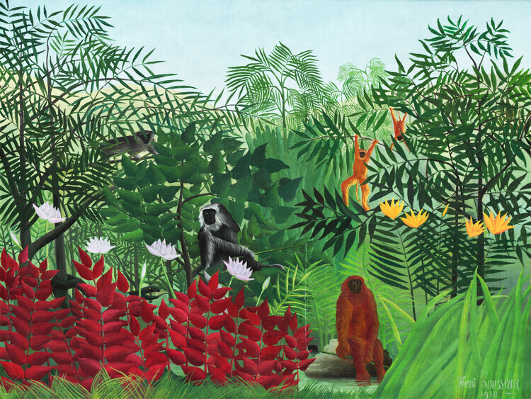 Henri Rousseau Plakát, Obraz - Monkeys in the Tropical Forest, Henri Rousseau, 40 × 30 cm