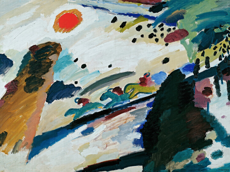 Wassily Kandinsky Plakát, Obraz - Romantic Landscape, Wassily Kandinsky, 40 × 30 cm