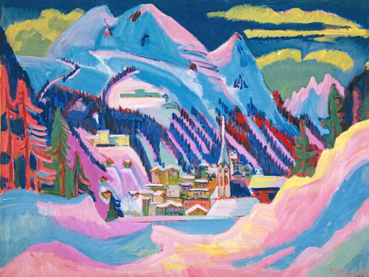 Ernst Ludwig Kirchner Plakát, Obraz - Davos in the Winter Snow, Ernst Ludwig Kirchner, 40 × 30 cm